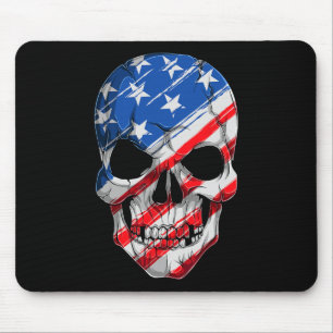 Skull 4th July American Flag - Independence Day T Mouse Mat