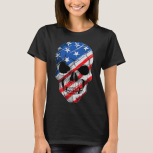 Skull 4th July American Flag - Independence Day T T-Shirt