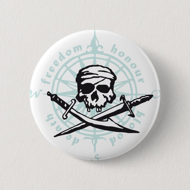 skull 6 cm round badge (Front)