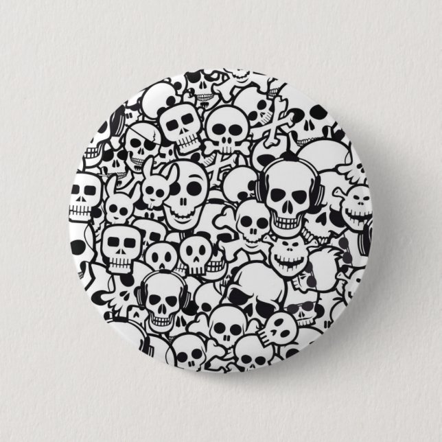 skull 6 cm round badge (Front)