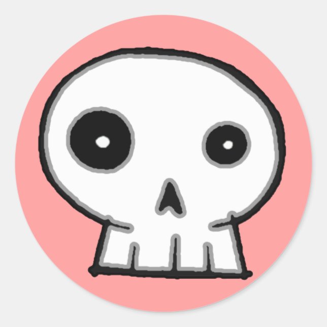 Skull 9-Pink Classic Round Sticker (Front)