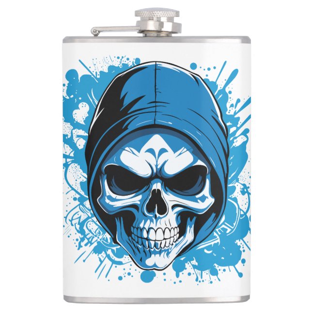 SKULL A GRAFFITI STYLE HIP FLASK (Front)