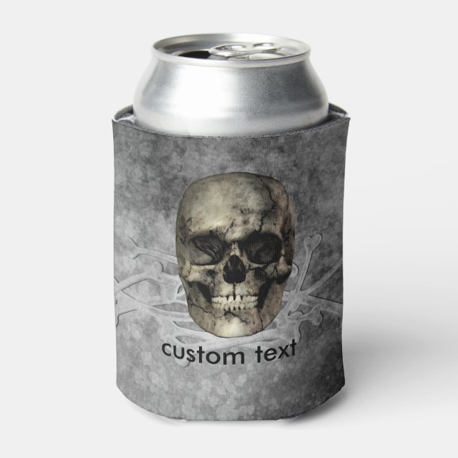 Skull & a pile of Bones Halloween Gothic Can Cooler (Can Front)