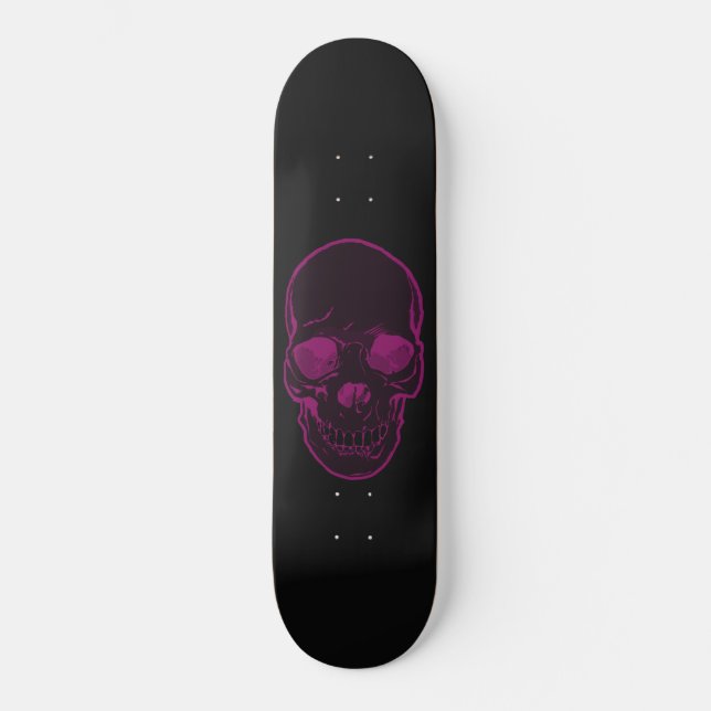 Skull Abstract Graphics Girls Pink & Black Skateboard (Front)