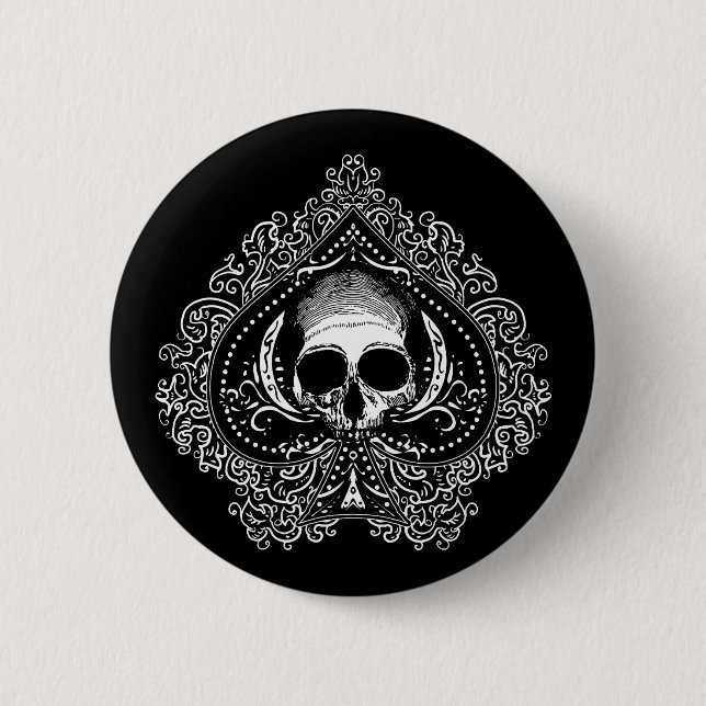 Skull Ace of Spades 6 Cm Round Badge (Front)