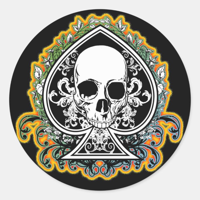 SKULL ACE OF SPADES CLASSIC ROUND STICKER Zazzle.co.uk