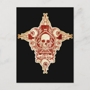 Skull ace of spades postcard
