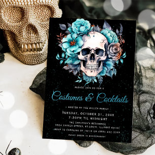 Skull Adult Costumes & Cocktail Halloween Party Invitation