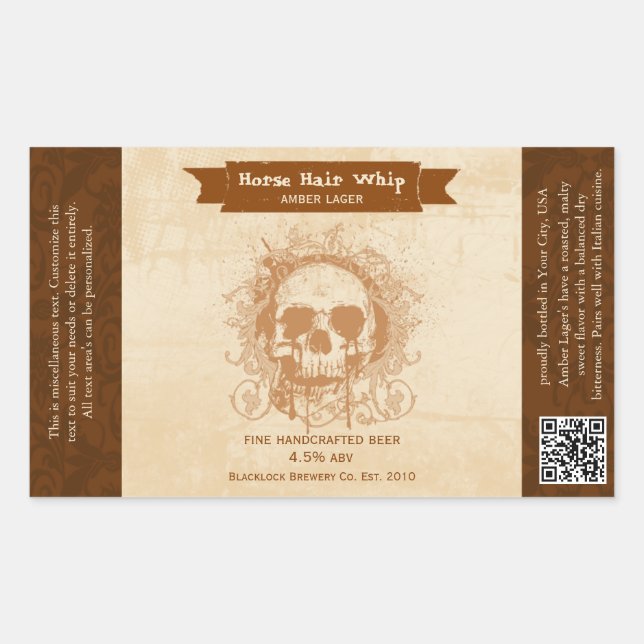 Skull Amber Lager Custom Beer Labels (Front)