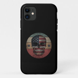 SKULL  AMERICAN FLAG PATRIOTIC GIFT iPhone 11 CASE