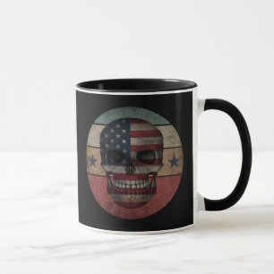 SKULL  AMERICAN FLAG PATRIOTIC GIFT MUG
