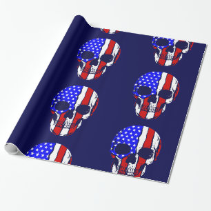 skull american flag skeleton patriotic wrapping paper
