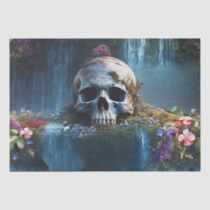 Skull among Waterfalls and Flowers Decoupage Tissue Paper
