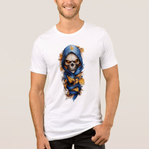 Skull and Autumn Leaves Tattoo Style Tri-Blend Shirt