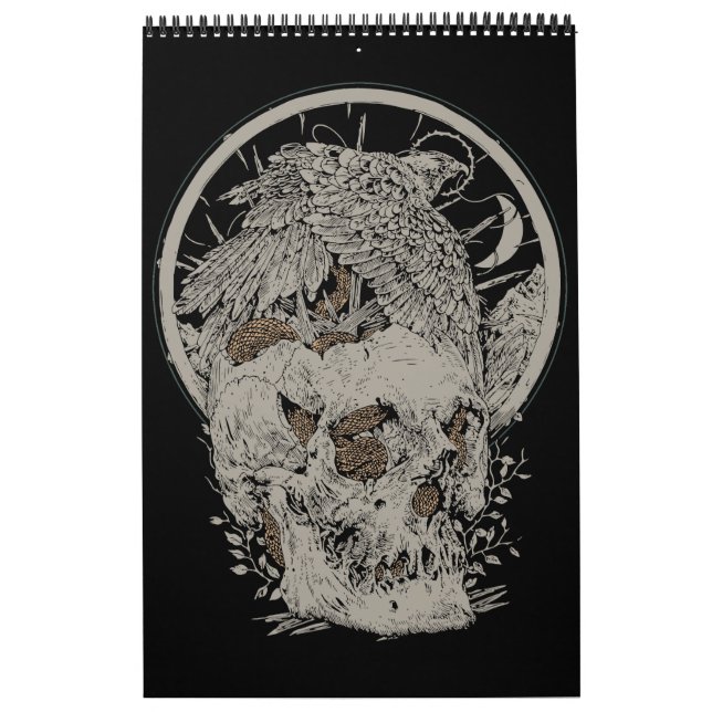 Skull and Bird Intricate Design Calendar (Cover)