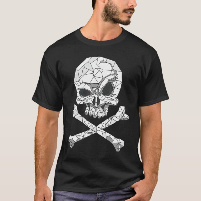 Skull And Bones Geometric Bizarre Dark T-Shirt (Front)