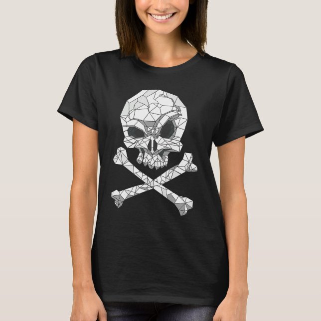 Skull And Bones Geometric Bizarre Dark T-Shirt (Front)