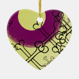 skull and bones gothic purple ceramic tree decoration