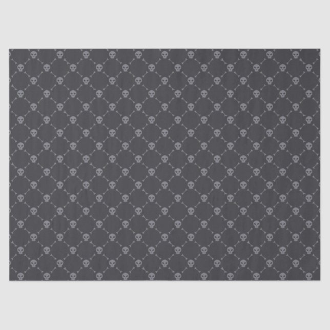 Skull and Bones Grey Black Halloween Pattern Tissue Paper (Front)