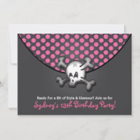 Skull and Bones Purse Birthday Party Invitations