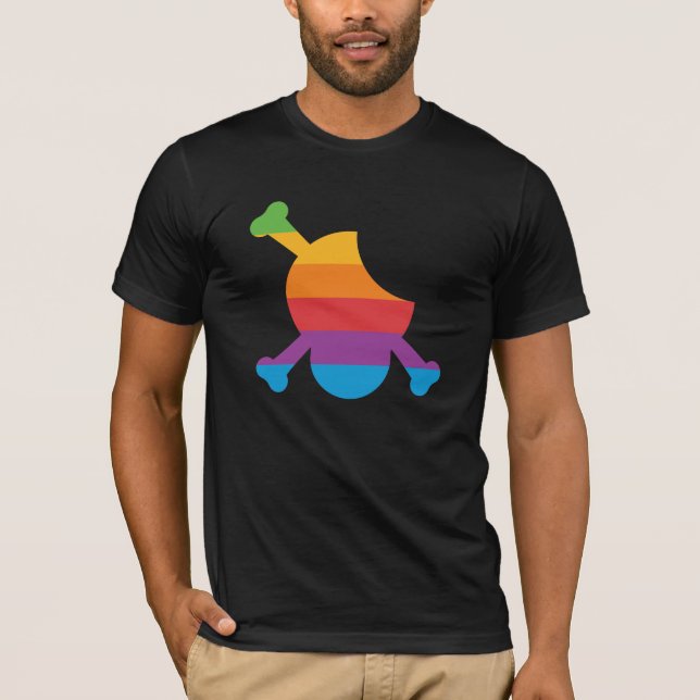 Skull and Bones retro Apple logo T-Shirt (Front)