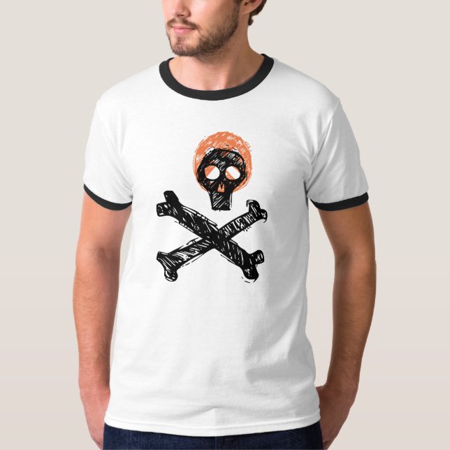 skull and bones spooky pirate t-shirt design (Front)