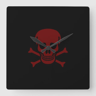 Skull and Bones Square Wall Clock