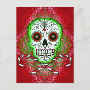 Skull and Candy Canes Postcard