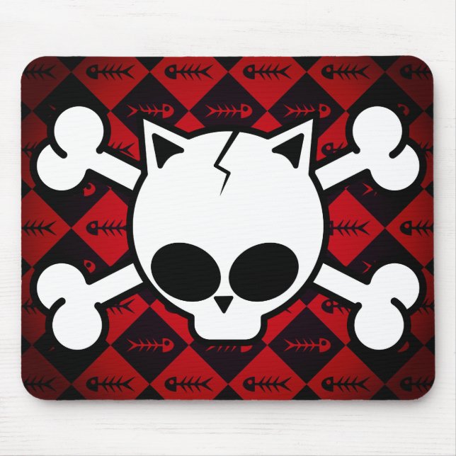 Skull and Cat Bones Mouse Mat (Front)