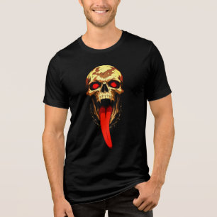 Skull and Chain – Edgy Gothic Red Tongue Tri-Blend Shirt
