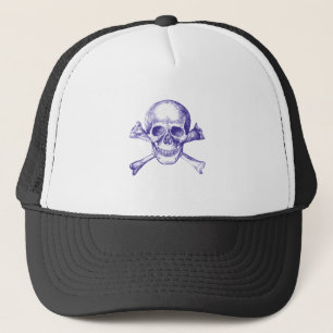 Skull and Cross Bones in Blue Trucker Hat