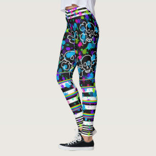 Skull And Cross Bones Striped Leggings