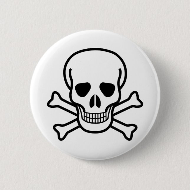 skull and crossbones 6 cm round badge (Front)