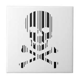 SKULL AND CROSSBONES BAR CODE Poison Barcode Tile