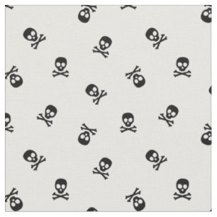 Skull and Crossbones Black and White Fabric