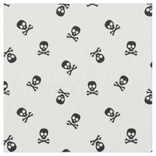 Skull and Crossbones Black and White Fabric (Close Up)