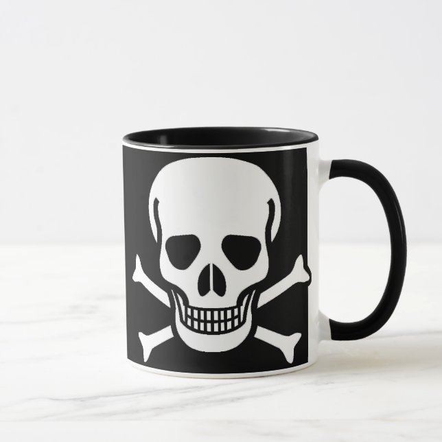 Skull and Crossbones Black Mug (Right)