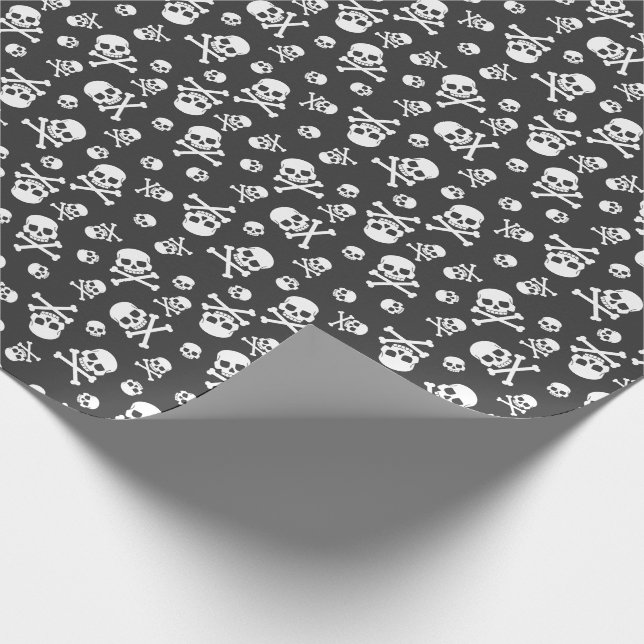 Skull and Crossbones Bone White Wrapping Paper (Corner)