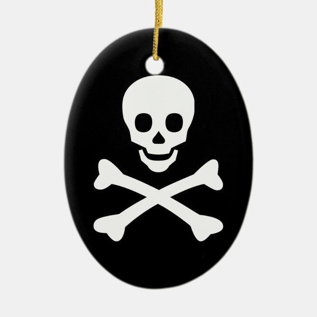 Skull and Crossbones Ceramic Tree Decoration (Front)