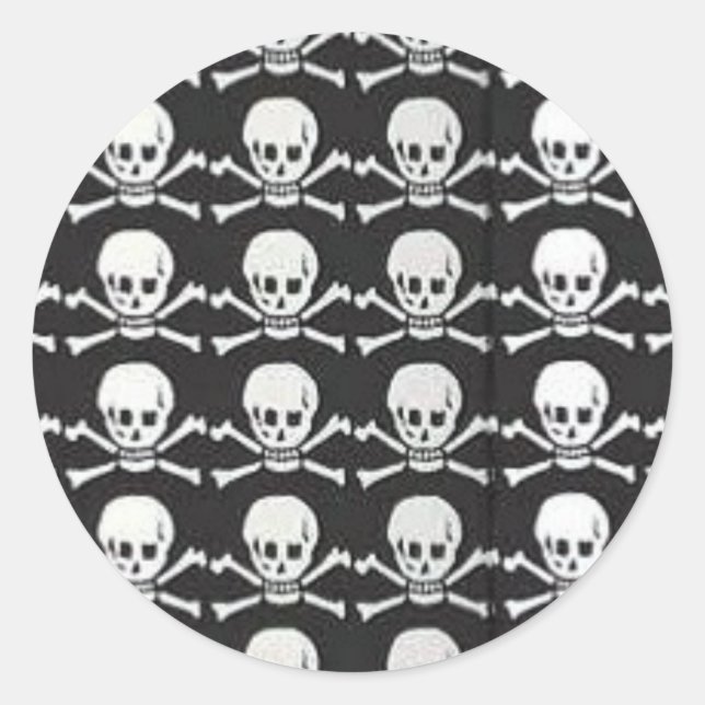 Skull and Crossbones Classic Round Sticker (Front)