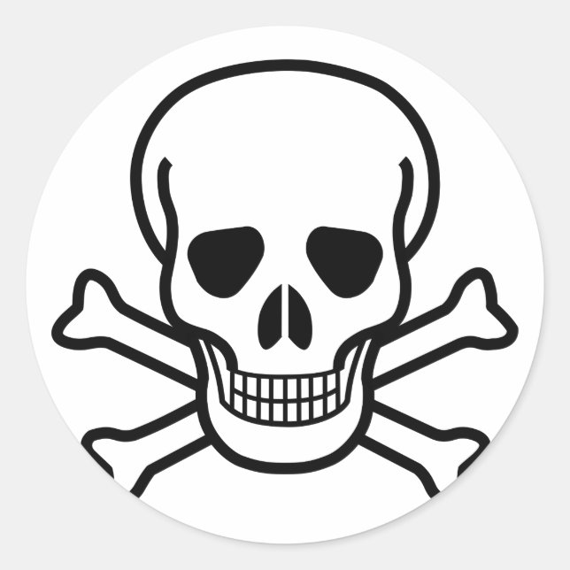 Skull and Crossbones death symbol Classic Round Sticker (Front)