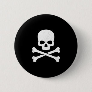 Skull and crossbones ghost pirate jolly roger 6 cm round badge