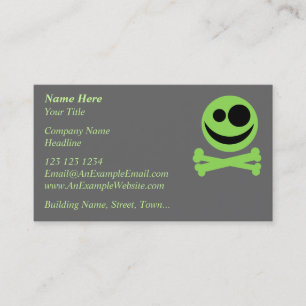 Skull and Crossbones. Green and Black. Business Card
