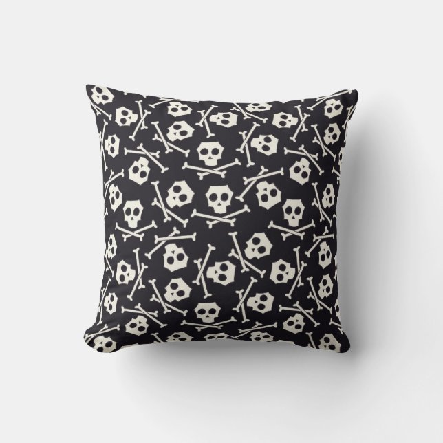 Skull and Crossbones Halloween Pillow (Front)