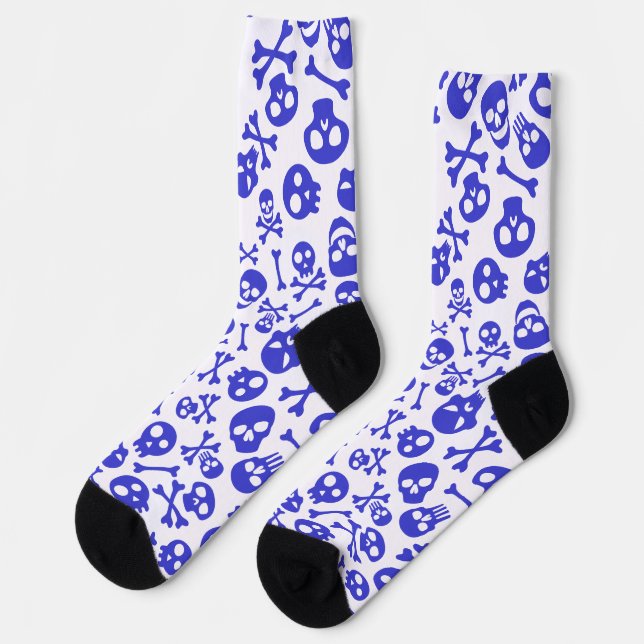 Skull and Crossbones Halloween Seamless Pattern Socks (Left)
