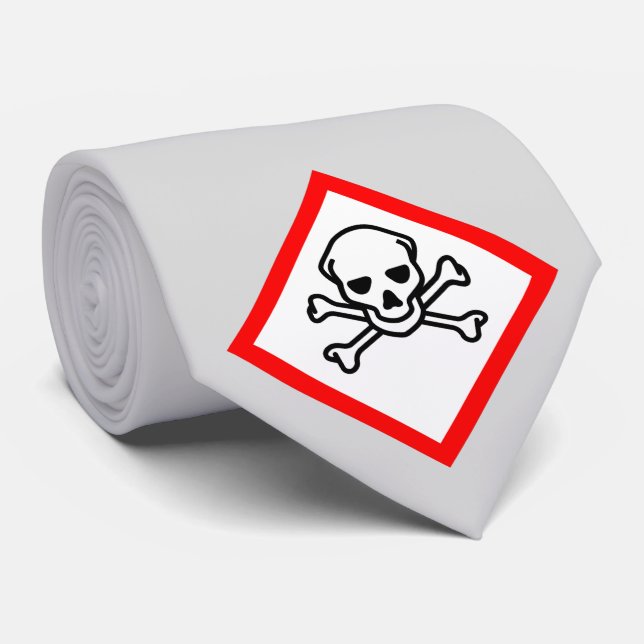 Skull and Crossbones Hazard Symbol Tie (Rolled)