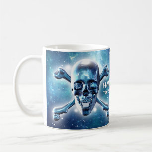 Skull and crossbones in space coffee mug