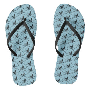 Skull and Crossbones Jolly Roger Flip Flops