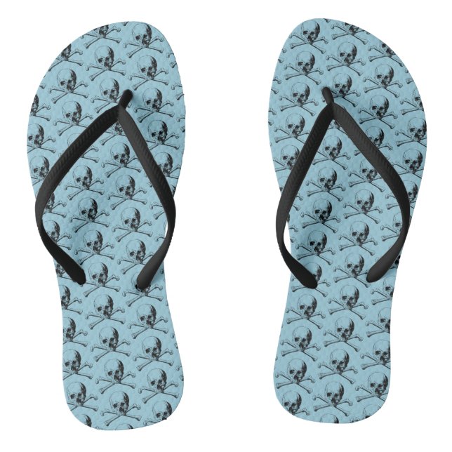 Skull and Crossbones Jolly Roger Flip Flops (Footbed)