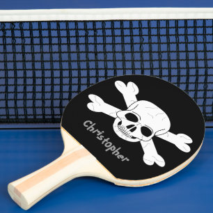 Skull And Crossbones Just Add Name Ping Pong Paddle